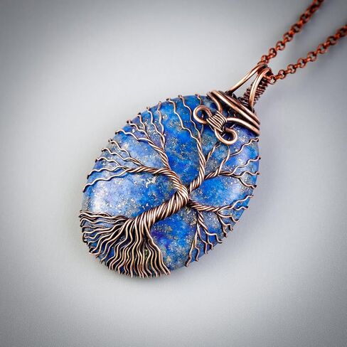 Handmade amazonite pendant necklace - Unique copper jewelry for women and men anniversary present Birthday gift ideas for him and her Spiritual gifts for wife husband mom dad girlfriend grandma sister in Saudi Arabia