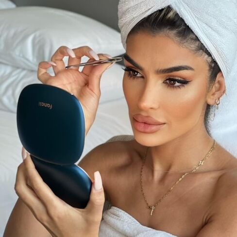 Fancii Compact Makeup Mirror with Natural LED Lights, 1x/ 10x Magnifying - Rechargeable, Portable, Lighted 4" Hand Mirror for Travel and Purses, Mila (Berry Crush) in Saudi Arabia