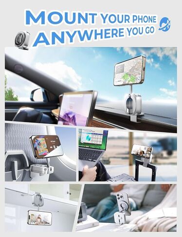 LISEN 360° Magnetic Phone Holder Rotatable Airplane Travel Essentials Phone Holder for Magsafe Car Mount Phone Mount for Flying Accessory for Airplane Travel Must Haves Phone Stand for Desk in Kuwait