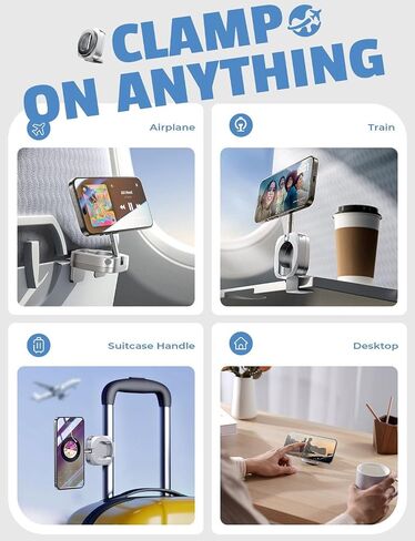 LISEN 360° Magnetic Phone Holder Rotatable Airplane Travel Essentials Phone Holder for Magsafe Car Mount Phone Mount for Flying Accessory for Airplane Travel Must Haves Phone Stand for Desk in Kuwait
