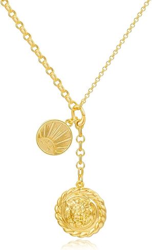 CLASSYZINT 18K Gold Plated Coin Lion Head Pendant Necklace Chunky Paperclip Choker Necklace For Gifts On Birthday Holidays For Women Girls… in Saudi Arabia