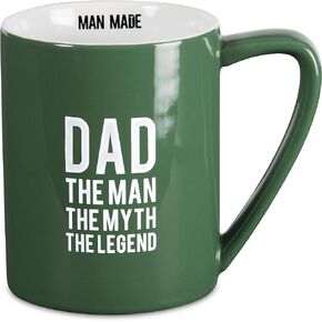 Pavilion Gift Company Man Made Dad: The Man. The Myth. The Legend Coffee Mug, 18 oz, Green