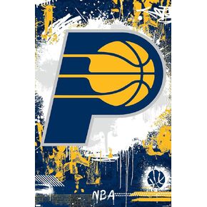 Trends International NBA Indiana Pacers - Maximalist Logo 23 Wall Poster, 22.37" x 34.00", Black Framed Version