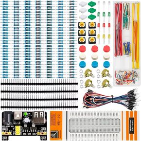 Arduino Basic Starter Kit Include 458 Kinds Components, Breadboard, Power Supply, Jumper Wires, Resistors, LEDs etc, Uno R3, Mega2560, Nano Compatible Replacement Parts Kit Electronic Fun Kit(E3)