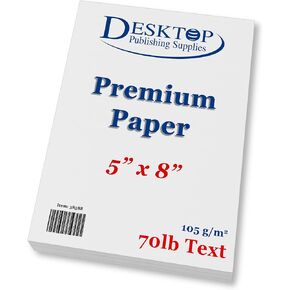 Bright White Blank 5x8 Paper - Premium Feel 70lb Text - 100 Pack