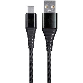 Monoprice USB C to USB A 2.0 Cable - Durable, Kevlar-Reinforced Nylon-Braid, Fast Charge for Samsung Galaxy S10/ Note 8, LG V20, 6 Feet, Black - AtlasFlex Series