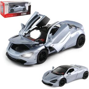 Diecast Toy Car Bugatti Bolide Sports Car Model,Zinc Alloy Simulation Casting Pull Back Vehicles,1:32 Scale Mini Electronic Supercar Toys with Lights and Music for Toddlers Kids Children Gift