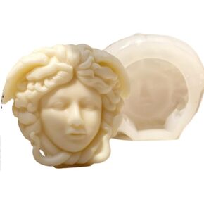 Medusa Candle Mold, Greek Goddess Silicone Mold for Soap Soy Wax DIY Handcraft, Snake Hair Epoxy Resin Mold for Party Home Wedding Decoration (Small)