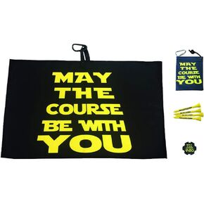 May The Course Be with You Golf Waffle Towel, Tee Bag with 4 Tees & Poker Chip