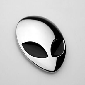 Silver Cool 3D Black Eyes Alien ET Badge Emblem Full Metal Sticker for Window Wall Notebook