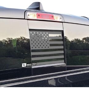 BOGAR TECH DESIGNS Rear Back Middle Window American Flag Vinyl Decal Compatible with and Fits Dodge Ram 2009-2023, Matte Black