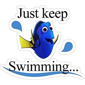 Finding Dory - Just Keep Swimming, Finding nemo Decal Sticker - Sticker Graphic - Auto, Wall, Laptop, Cell, Truck Sticker for Windows, Cars, Trucks