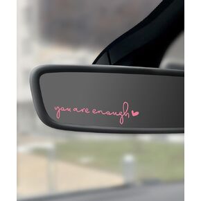 3 Pcs Car Decals,Car Rearview Mirror Decal,Cute Car Accessories You are Enough Car Stickers and Decals,Stickers for Cars,Rear View Mirror Sticker,Car Window Stickers,Car Decals (Pink)