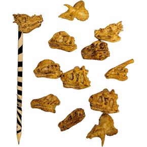Dinosaur Heads Fossil Pencil Tops -24 Pack (2") Ancient Aged Look. Rubber. Dino Toppers. Party Favors, Classroom School Student Incentives Back to School for Kids. (24)