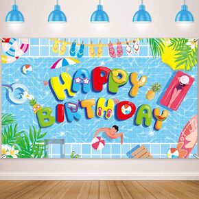 Pool Party Backdrop for Summer Decoration Beach Ball Party Backdrop Photography Background Hawaiian Holiday Kids Baby Shower Birthday Party Gift Supplies Decoration