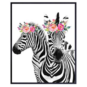 Zebra Wall Decor - Zebra Wall Art - Wall Decor for Women - Girls Room Wall Decor - Safari Wall Decor - Cute Girly Room Decorations - Girls Bedroom Wall Decor - Nursery Wall Decor - Baby Wall Decor