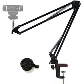 Webcam Mount Phone Holder Suspension Scissor Arm Webcam Stand Camera Phone Tripod Holder for Cellphones, Logitech Webcam C920 C930 C922 C615 and Other Devices with 1/4" Threaded