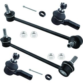 BOXI 4pcs Front Sway Bar Links & Outer Tie Rods Fit for Kia Rio 2003 2004 2005 | K750014 K750015 ES3388