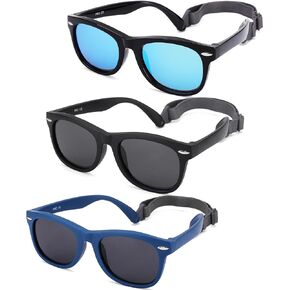 NULOOQ Polarized Baby Sunglasses with Strap - Unbreakable Flexible Infant Sunglasses for Toddlers Age 0-24 Months