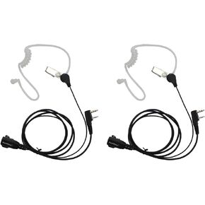 2 Pin PTT Mic Covert Acoustic Tube Earpiece Headset is Compatible with Kenwood PUXING Baofeng UV5R 666s 888S Retevis H-777 2 Way Radio Walkie Talkies (Pack of 2)