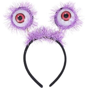 Halloween Headband Light-up Eyeballs Hair Hoop Headpiece for Halloween Cosplay Masquarade Horror Party Supply - Purple