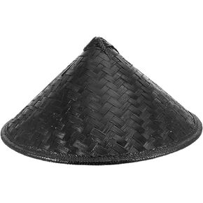 Kisangel 1pc Bamboo Hat Cosplay Ninja Decorative Hat Japan Samurai Hat Party Hat(Black Hat, Random Accessory Colors)