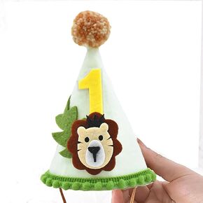 قبعة الاحتفال الأول في الغابة سفاري للأولاد، قبعة مخروطية على شكل أسد لعيد الميلاد الأول، زينة عيد ميلاد برية، ديكور عيد ميلاد سفاري الأول in Kuwait