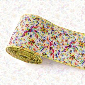 شريط سلكي مكسيكي لأكاليل الزهور مقاس 2.5 بوصة شريط فروع ملونة لطيور أوتومي: لون (6 ياردات) ترتيب زهور حرفية تغليف الهدايا شريط حافة سلكية أرتيسانيا ميكسيكانا in Kuwait