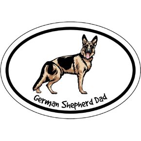 WickedGoodz Oval German Shepherd Dad Decal - Dog Breed Bumper Sticker - Shepherd Dog Sticker Side Profile