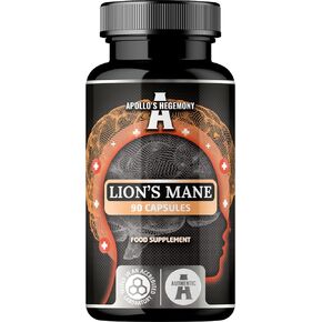 APOLLO'S HEGEMONY Lions Mane Mushroom 300mg per Capsule - Hericum Erinaceus 10:1 Extract (30% polysaccharides) - 90 Vegan Capsules - 3 Months Supply - Supplement for Cognitive Support