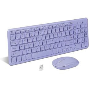 HW156 2.4GHz Wireless Keyboard and Mouse Set, 96 Keys Full-Size Ultra Thin Silent Lightweight, Shared USB Receiver, Optical Mouse Combo for Laptop PC Desktops Computer/Windows/Mac/iMac (Green)