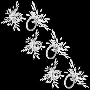 Napkin Rings Set of 6 for Dining Table Decoration Parties Everyday Metal Napkin Holder Leaf White (Pack of 6)