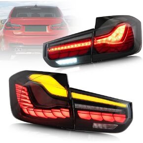 مصابيح خلفية مدخنة مطورة من VLAND OLED متتابعة متوافقة مع [BMW M3 / 3 Series F30 F35 F80 Sedan 6th Gen 2013-2018] مع ضوء تشغيل Dragon Scales