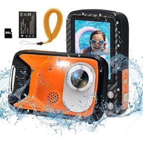 16FT Underwater Camera with Floating Strap and 32G Card, 30MP 18X Zoom Rechargeable Waterproof Camera for Snorkeling Swimming
