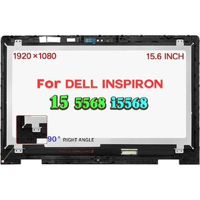 Replacement for Dell Inspiron 15 5568 i5568 LCD Screen for Inspiron 5578 i5578 Display 0079Y 00079Y Digitizer B156HAB01.0 LP156WF7-SPEC FHD 15.6" LCD Screen Assembly with Bezel(Right-Angled Bezel)