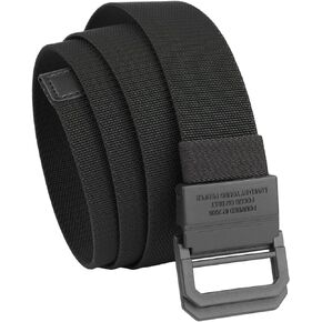 Adjustable Military Style Nylon Elastic Belt for Women & Men, Casual Belt with Double Ring Buckle