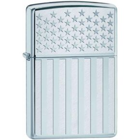 American Flag Patriotic Zippo Lighter Polished Chrome