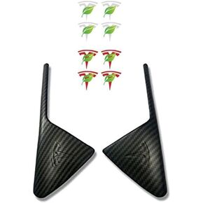 Side Camera Turn Signal Covers Matte Carbon Fiber Pattern with Silver & Red T Logo Compatible with Tesla Model X S 3 Y (2 Covers & 8 T Stickers)