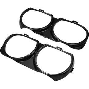 1 Pair Headlight Trim Ring Compatible for Dodge Challenger 2015-2022, Durable Plastic Black Front Left Right Side Head Lamp Ring Bezel
