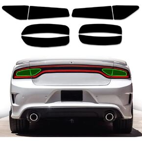 Matte Smoke Black Taillight Side Marker Light Wrap Cover Vinyl Decals Tint Kit Film Precut Overlays Stickers fit for Dodge Charger 2015-2021 Accessories (Glossy Black)