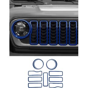 Savadicar Front Grill Inserts and Headlight Bezels Kit for 2024+ Jeep Wrangler JL JLU 4XE & Gladiator JT - Enhance Your Wrangler's Appearance with Premium Exterior Trim Accessories, 9 PCs, Red