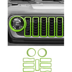 Savadicar Front Grill Inserts and Headlight Bezels Kit for 2024+ Jeep Wrangler JL JLU 4XE & Gladiator JT - Enhance Your Wrangler's Appearance with Premium Exterior Trim Accessories, 9 PCs, Red