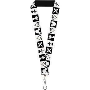 Disney Lanyard, Kingdom Hearts 3 Icon Blocks Black White, Elastic