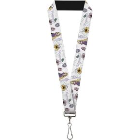 Lanyard Rapunzel Castle and Pascual with Script and Flowers White