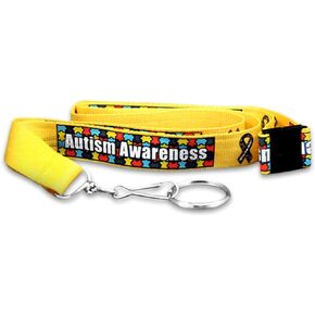 Fundraising For A Cause | Autism Awareness Break away Lanyards - Multicolored Autism Puzzle Piece Breakaway Badge Holders (1 Lanyard)