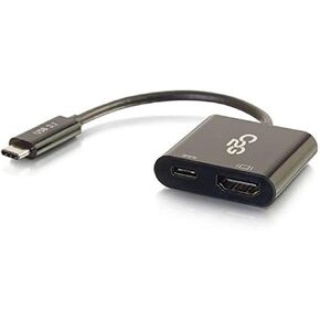 C2G USB Adapter, 4K, USB C to HDMI UHD Audio/Video Adapter Converter with Power, Black, Cables to Go 29531