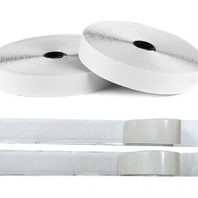 1 Inch Wide Hook and Loop Tape with Heavy Duty Adhesive, Excellent Grip, Strong Adhesive Back，Nylon Self Adhesive Fastener Strips for Fixing and Hanging, Home School and Office Use (White, 15 Feet)