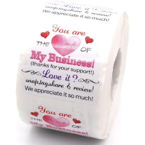 You are The Love of My Business Stickers,Thank You Stickers,Small Shop Stickers,Mail Envelopes Stickers Handmade Stickers for Small Business,Handmade Goods,Online Retailers,500 PCS