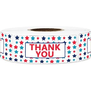 4th of July Stickers Thank You Label,2x1 Inch Customer Appreciated Stickers for Business Package Bags Envelopes Cards,500 Pcs Per Roll