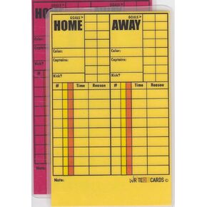 Soccer Write-on Referee Cards, Red-Yellow Set